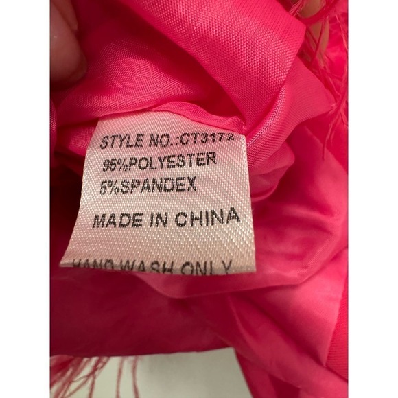 La' Rose Hot Pink Feather Hem Trim Sleeveless Top Size Large NWOT - Picture 3 of 6